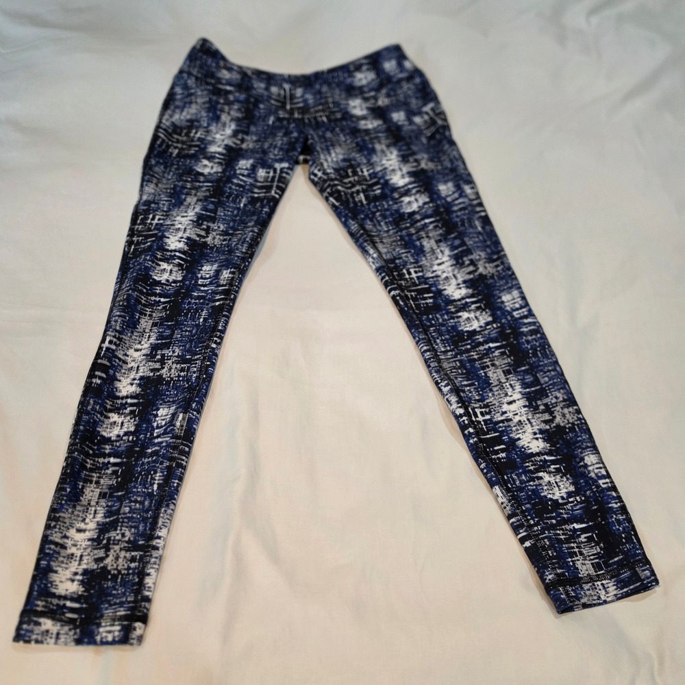 Cato Leggings Womens M Blue White Excellent Digital Glitch Print Activewear